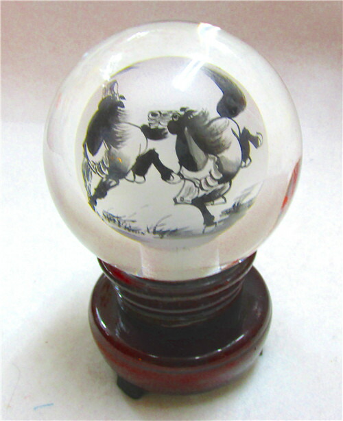 楽天市場】水晶玉内面繪画置物 中国工芸品 インテリア小物 新築 飾り物