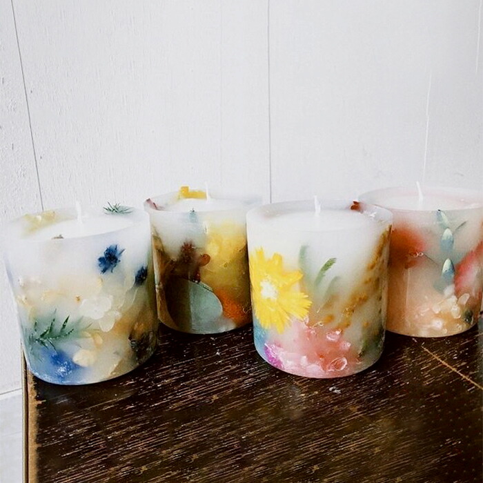 楽天市場】ドライフラワーキャンドル 2個セット 季節のお花が入る