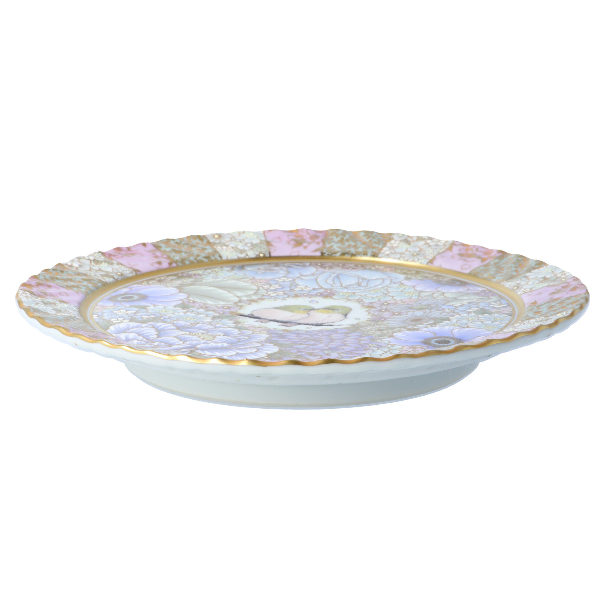 楽天市場】九谷焼 飾皿 本金花詰薄花色に目白 / 河田里美 | 16.3cm