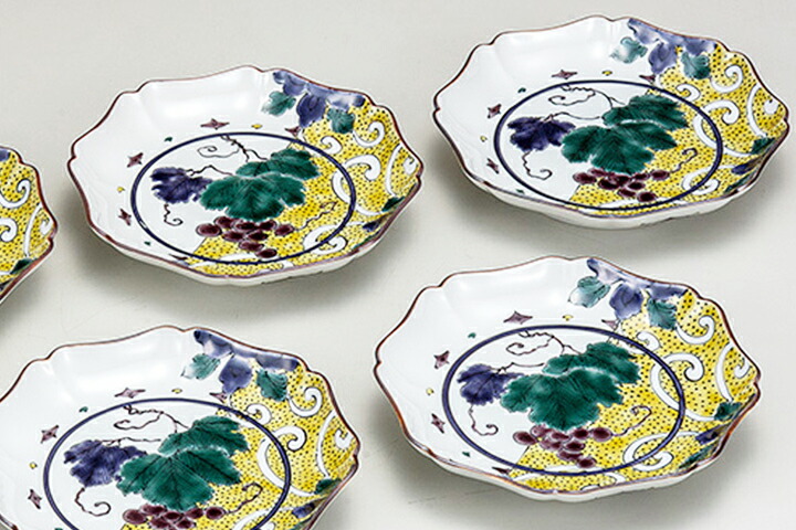 楽天市場】九谷焼 5.2号皿揃 色絵ぶどう文 / 銀泉窯 ＜送料無料 和食器