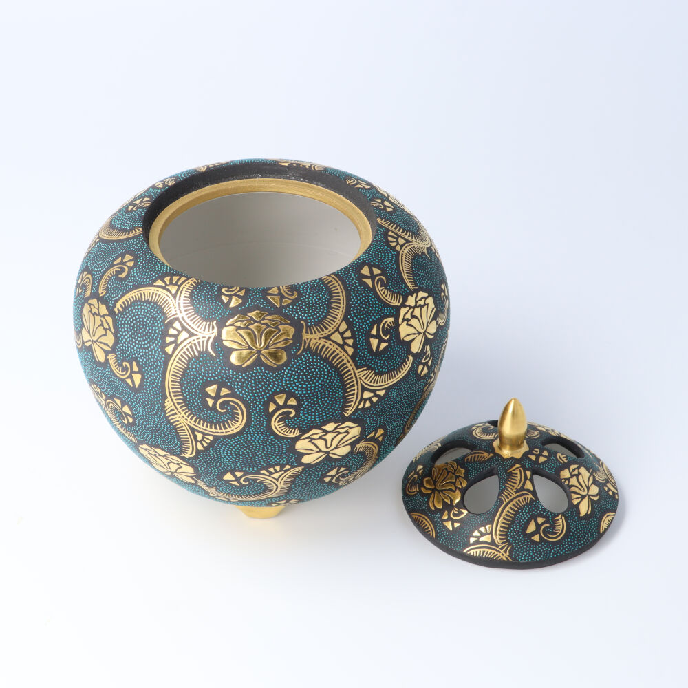 楽天市場】九谷焼 香炉 青粒牡丹文 / 仲田錦玉 （桐箱入） 仏具 香炉