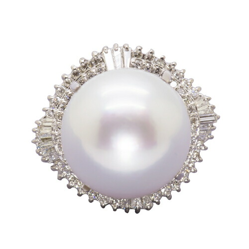 楽天市場】白蝶パール リング 16mm Pt900 南洋 真珠 超大粒 : ubazakura