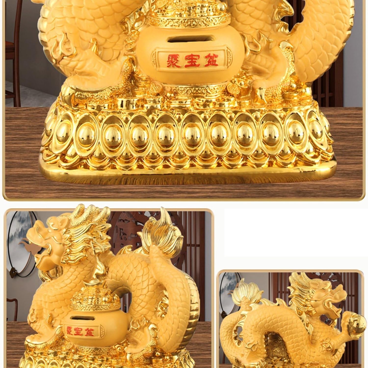 楽天市場】風水 龍 置物 金龍 昇運金龍 5本爪 珠戯れ龍 貯金箱 開運