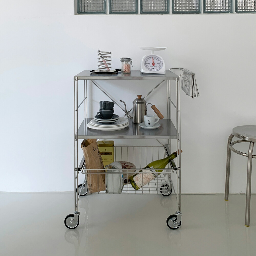 楽天市場】O'gre オグレ フラットステンレス3段トロリー 韓国