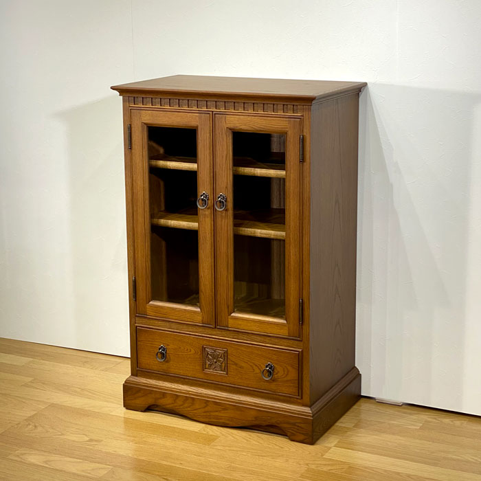 楽天市場】キャビネット ガラスキャビネット 食器棚 書棚 ナラ無垢