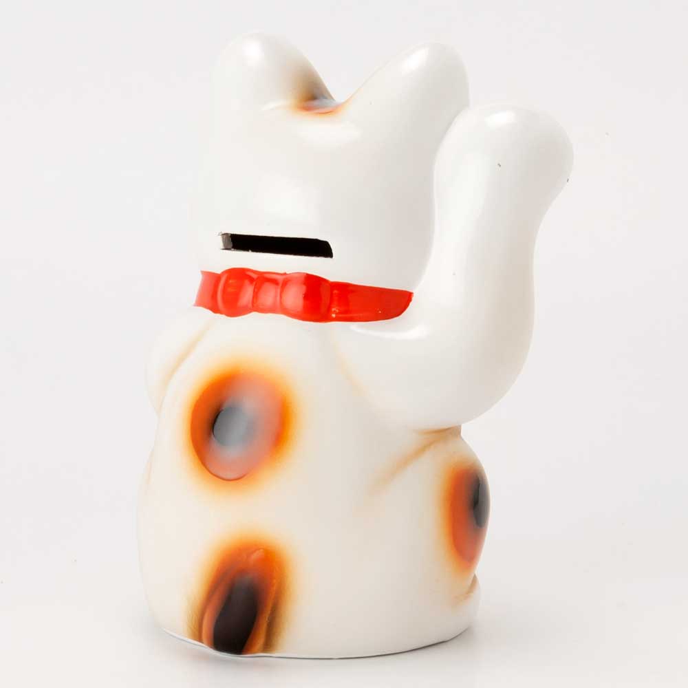 楽天市場】常滑焼 招き猫 5号小判白猫貯金箱 右手上げ (143-57-86