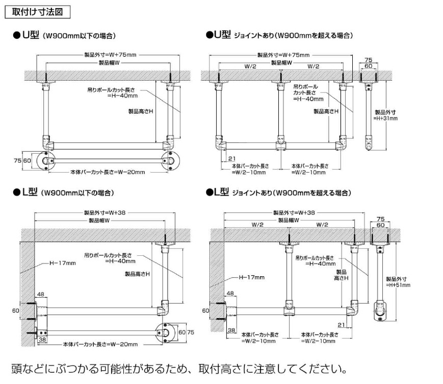楽天市場】大建工業 DAIKEN インテリアハンガーU型1780幅 FQ0418-601