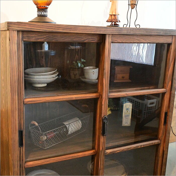 楽天市場】昭和 レトロガラス キャビネット 飾り棚 食器棚 無垢材 欅天