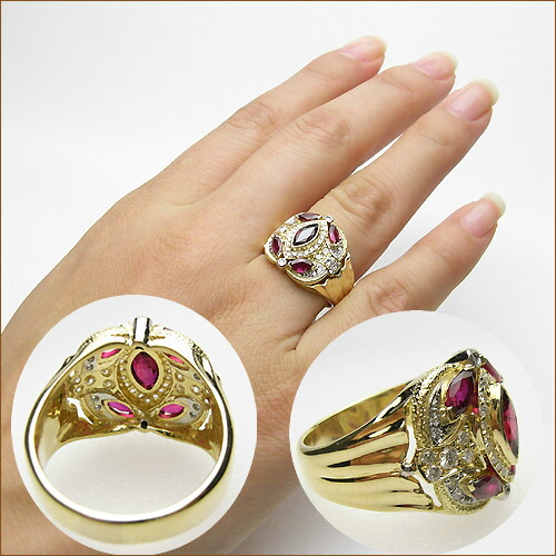 楽天市場】K18イエローゴールド ルビー＆ダイヤモンド リング