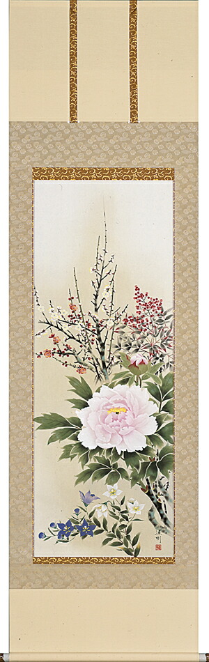 楽天市場】掛け軸 掛軸（かけじく）四季花（中村 遠州） 全国送料無料