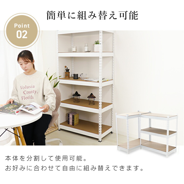 楽天市場】【最大10％OFFクーポン】ウッドラック 5段 スチールラック