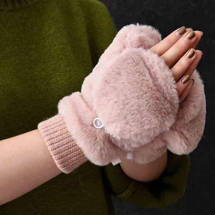 楽天市場】レディース 手袋 ミトンカバー付き ミトン手袋 もこもこ 4本