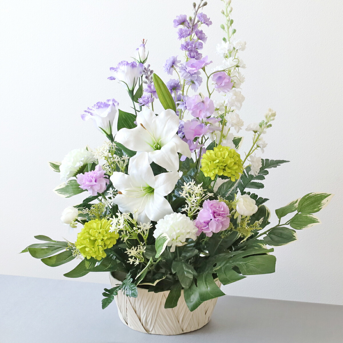 楽天市場】仏花 造花 藤色トルコキキョウと上品なカサブランカのお供え