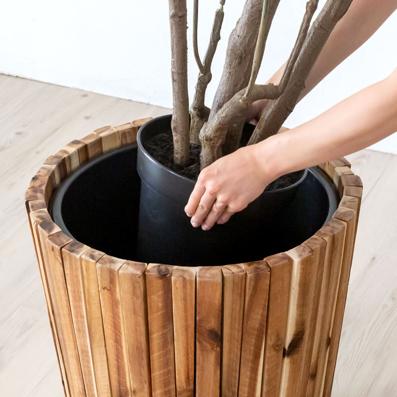 楽天市場】プランターカバー ウッドプランター Lサイズ 9号鉢 W46cm
