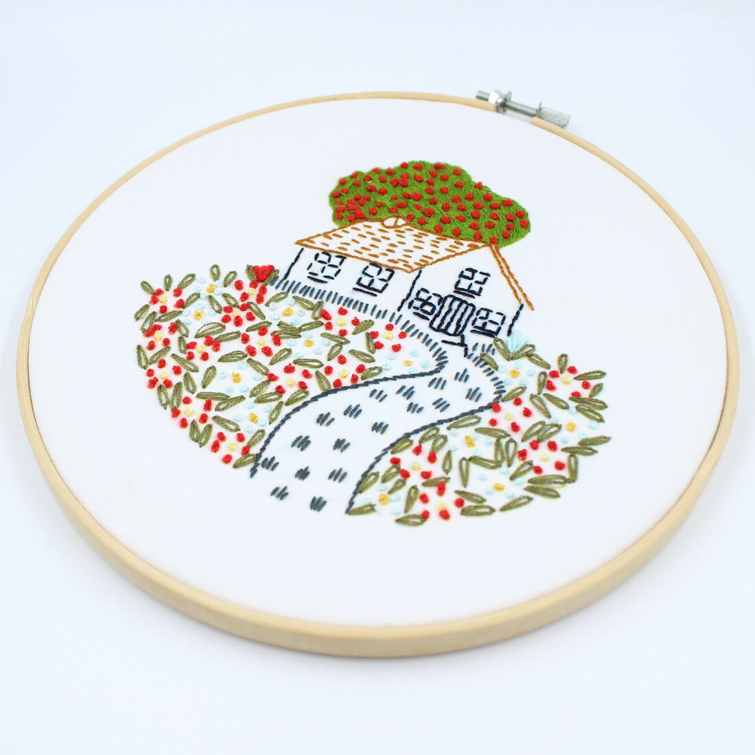 楽天市場】刺繍キット 【丘の上の家】【直径約20cm】【刺繍枠付き】sgy
