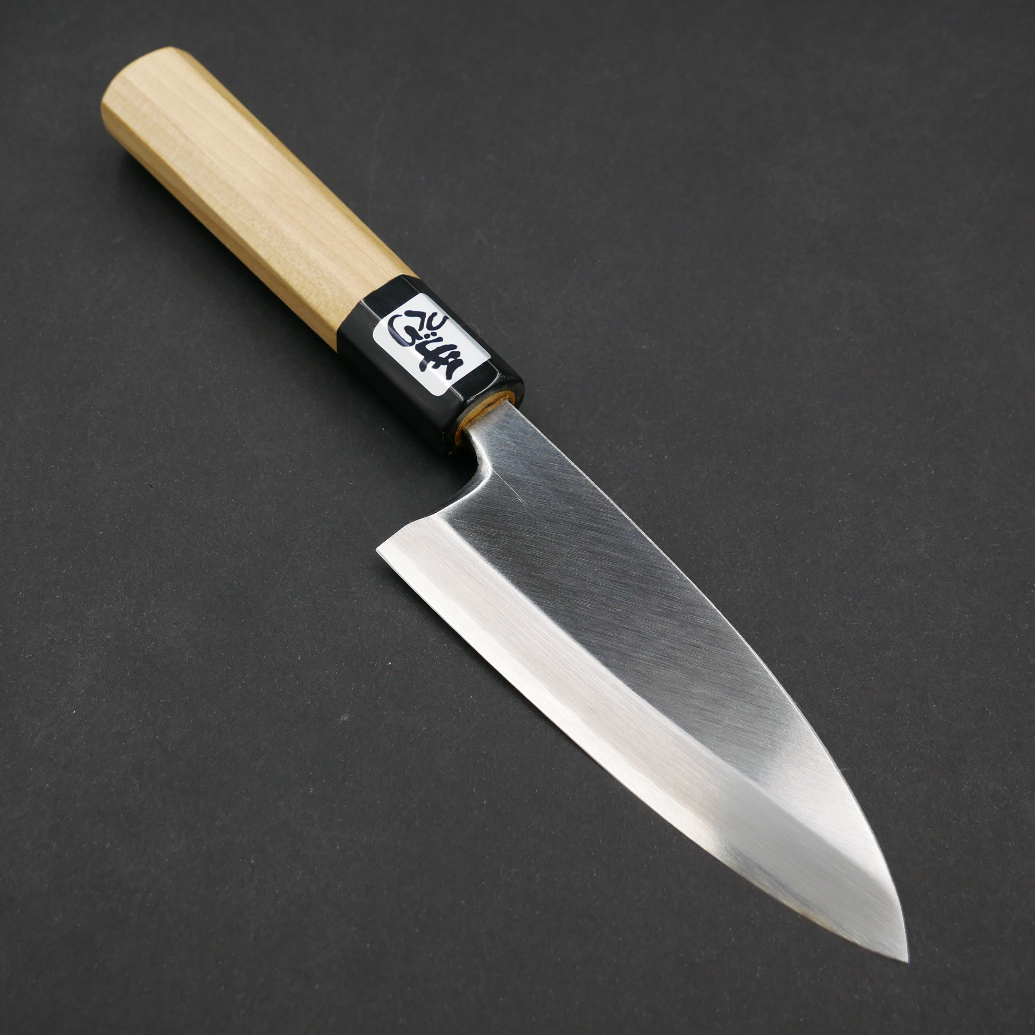 鐵劔良政 薄刃包丁 八角柄 鉄剱良政) 鎌型薄刃包丁 八寸 245mm 霞 紋