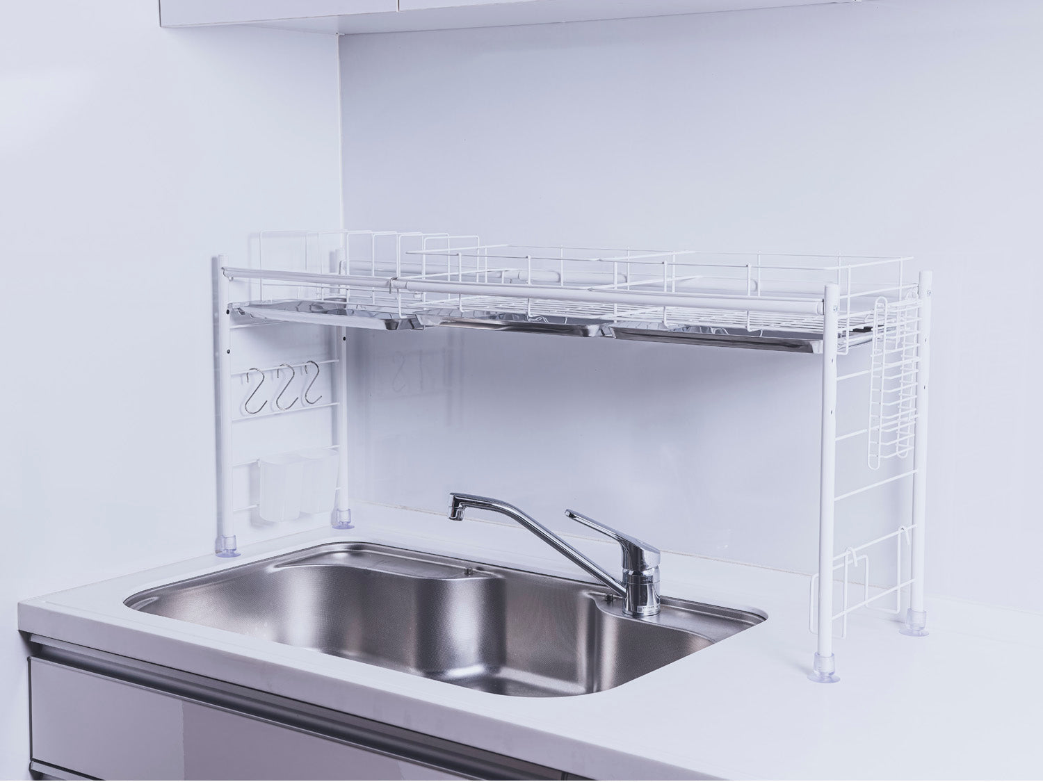 シンク上水切りラック ワイドタイプ ホワイト（白）スチール仕様 – 燕