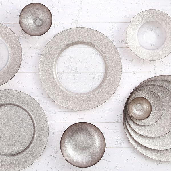 グリッター チャージャープレート 33cm ジンジャー＆クリア | Vetro