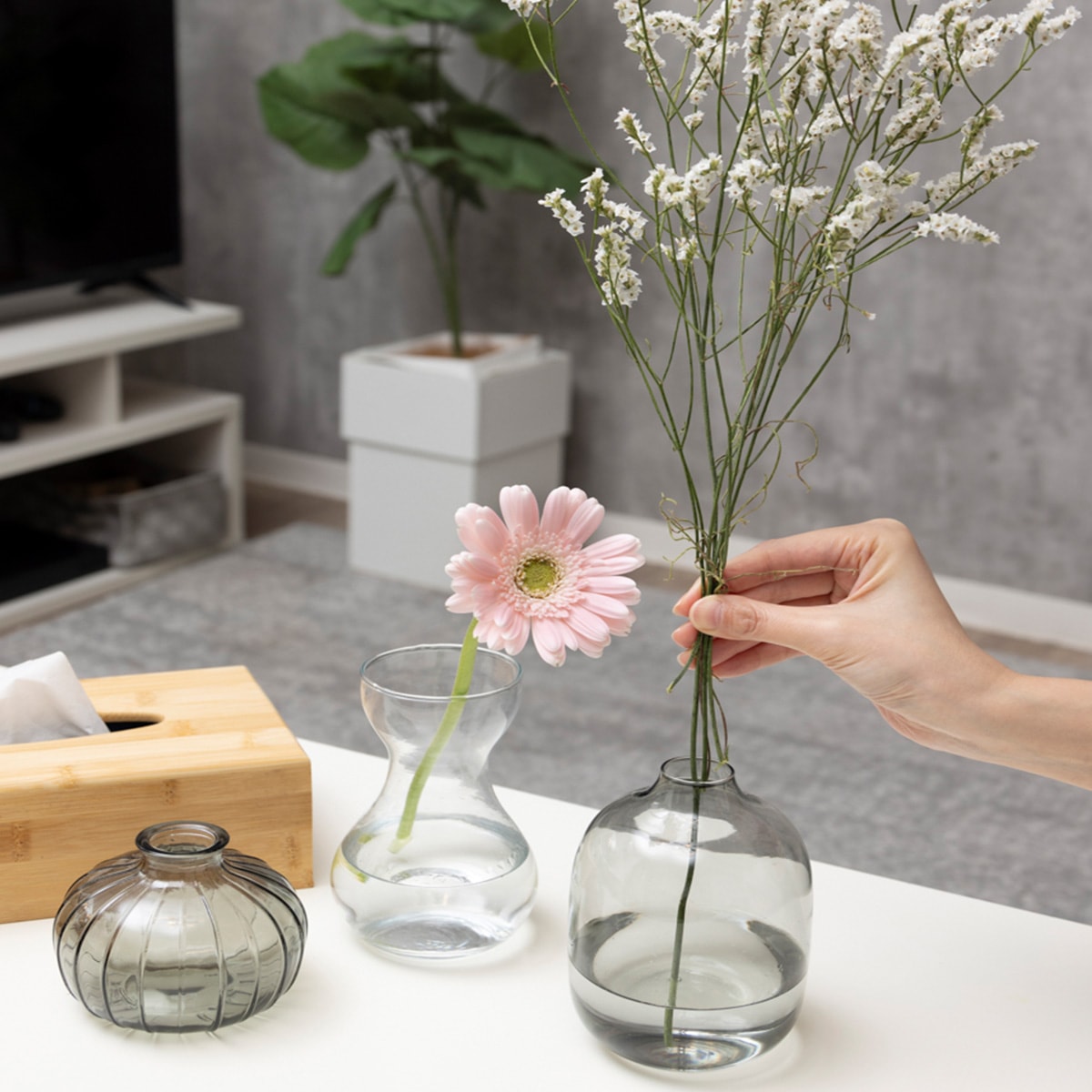 在庫限り】花瓶 フラワーベース おしゃれ ワイド口 H14.5xW9xD9cm 002422