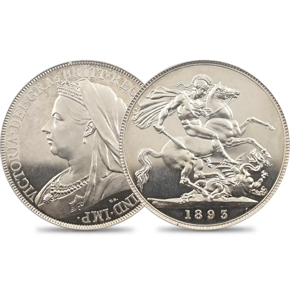1893 ヴィクトリア女王 オールドヘッド 聖ジョージ竜退治 クラウン銀貨