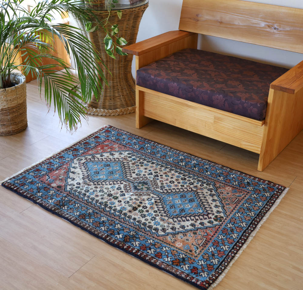 オールドペルシャ絨毯 ヤラメ・ルリ族 玄関マット ウール｜手織ラグの