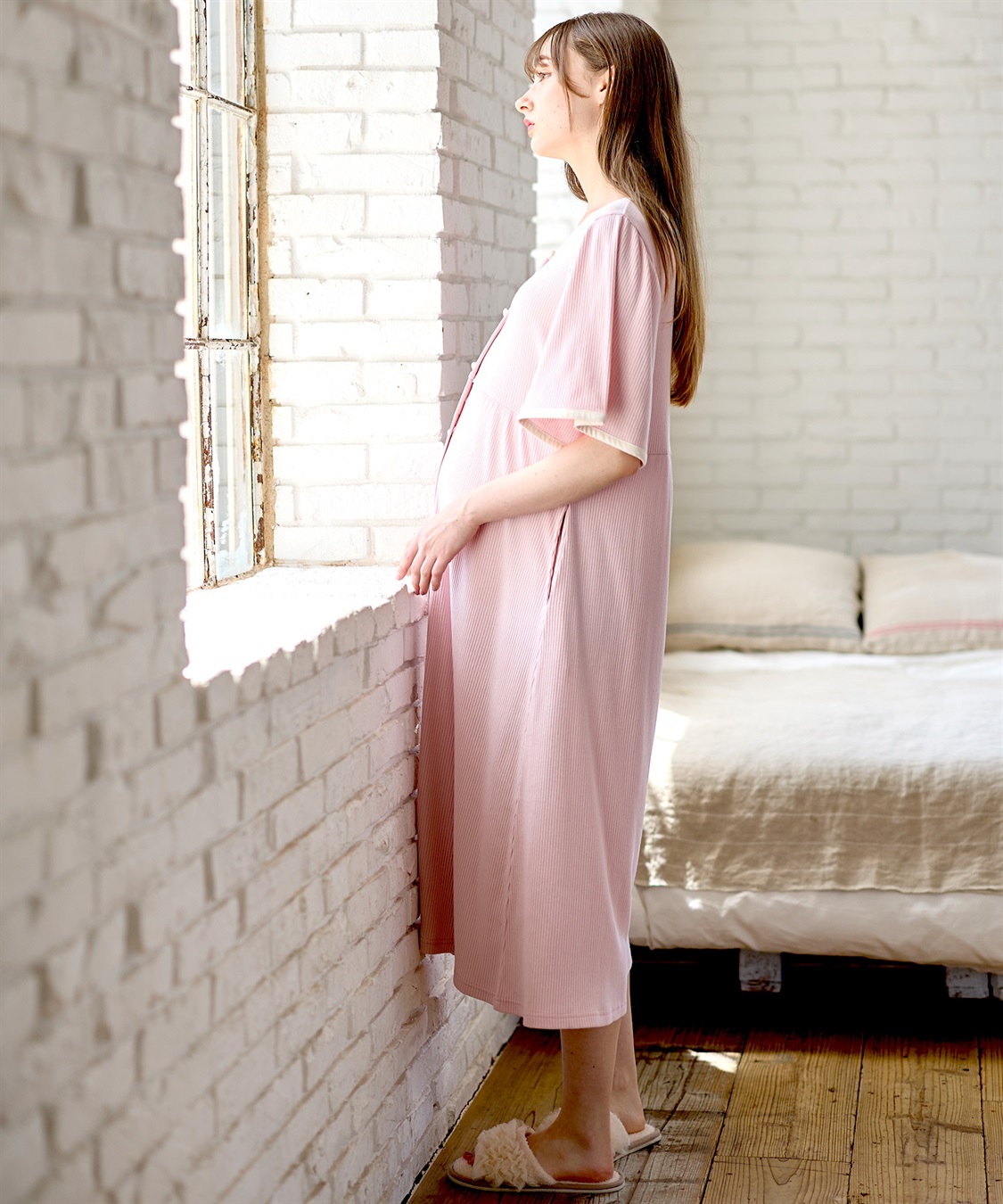 テレコバイカラーネグリジェ/パジャマ/ルームウェア Rosemadame