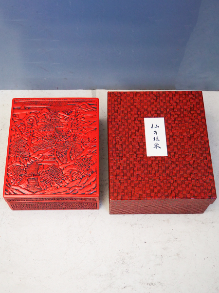 2266  昭和レトロ 仙台堆朱 漆塗り 筆箱 文箱 小物入れ 未使用 仙台箪笥 文箱 KM-6E 朱色漆塗り｜和モダン・書類収納・伝統工芸・国産