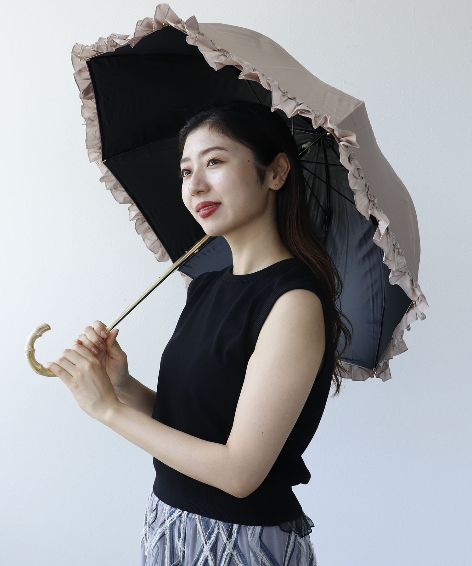 pink trick/ピンクトリック】フリル完全遮光長傘(晴雨兼用) | AND ON