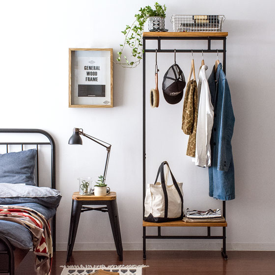 ヴィンテージウッドハンガーラック Lewis〔ルイス〕90cm幅ワイドタイプ