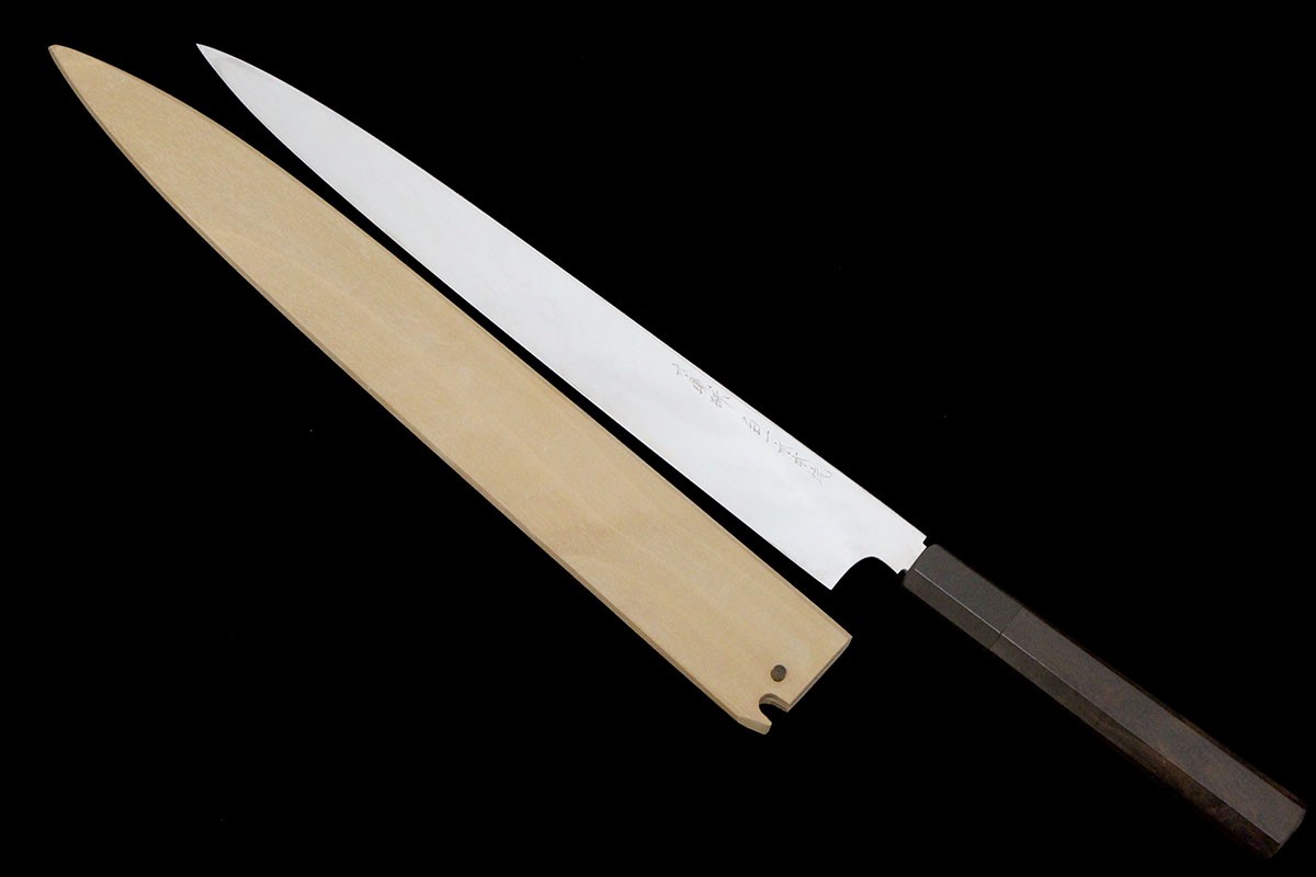 池田美和 伊野信平 柳刃包丁 水焼本焼 尺 白一鋼 水鏡研 両鏡面 黒檀柄