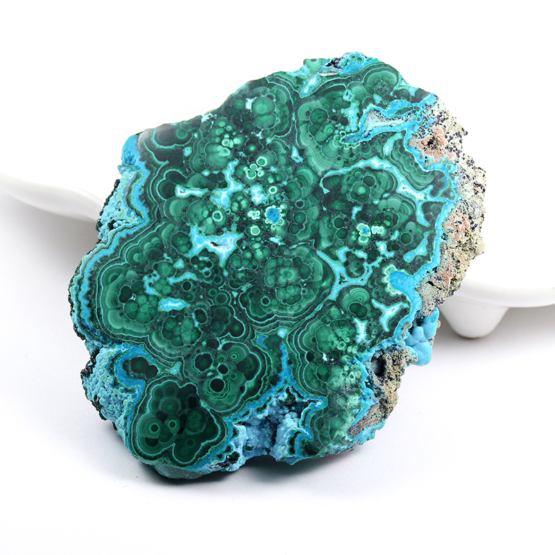 コンゴ産クリソコラマラカイト原石磨き-005水晶クラスター、天然石