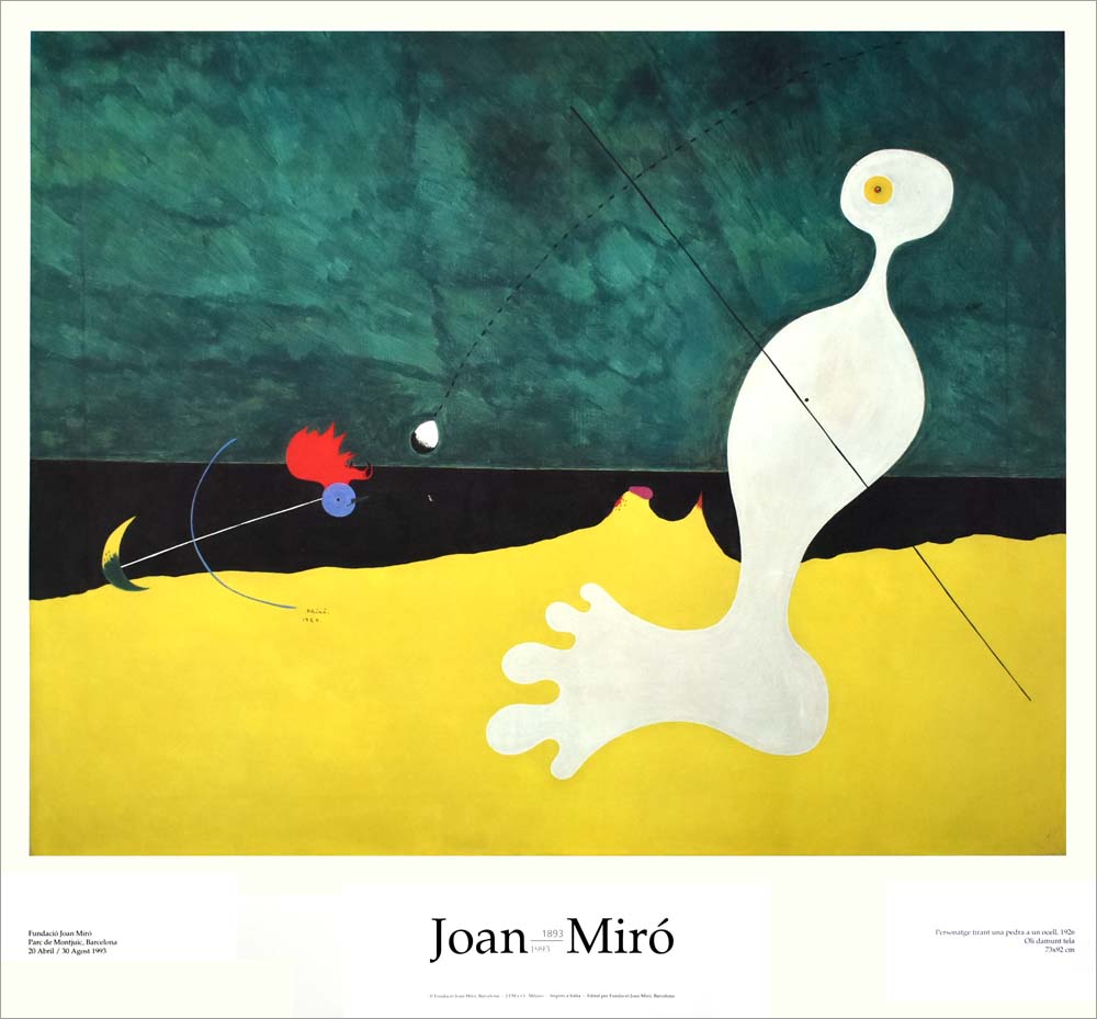 ジョアン・ミロ ポスター Personatge tirant una pedra a un ocell
