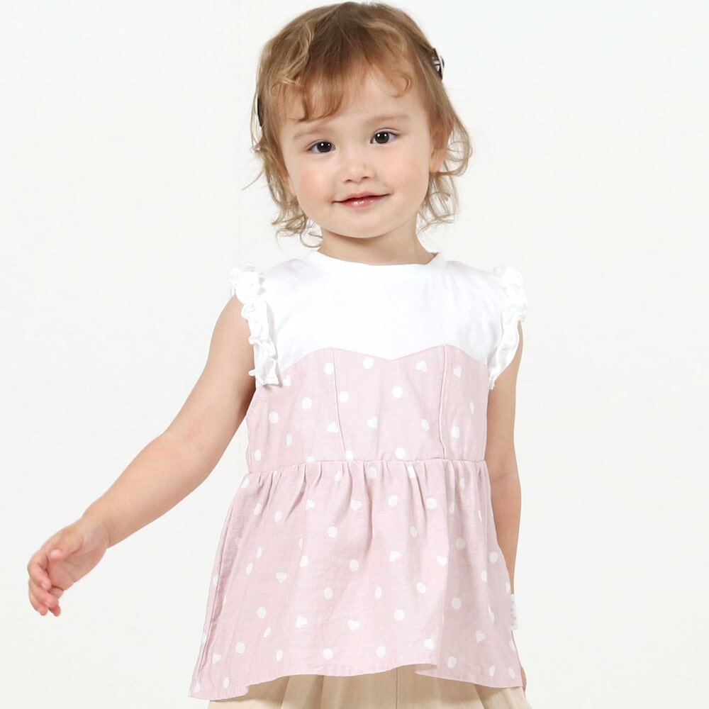 お揃い/接触冷感】ドットフルーツボタニカル柄ドッキングノースリーブ