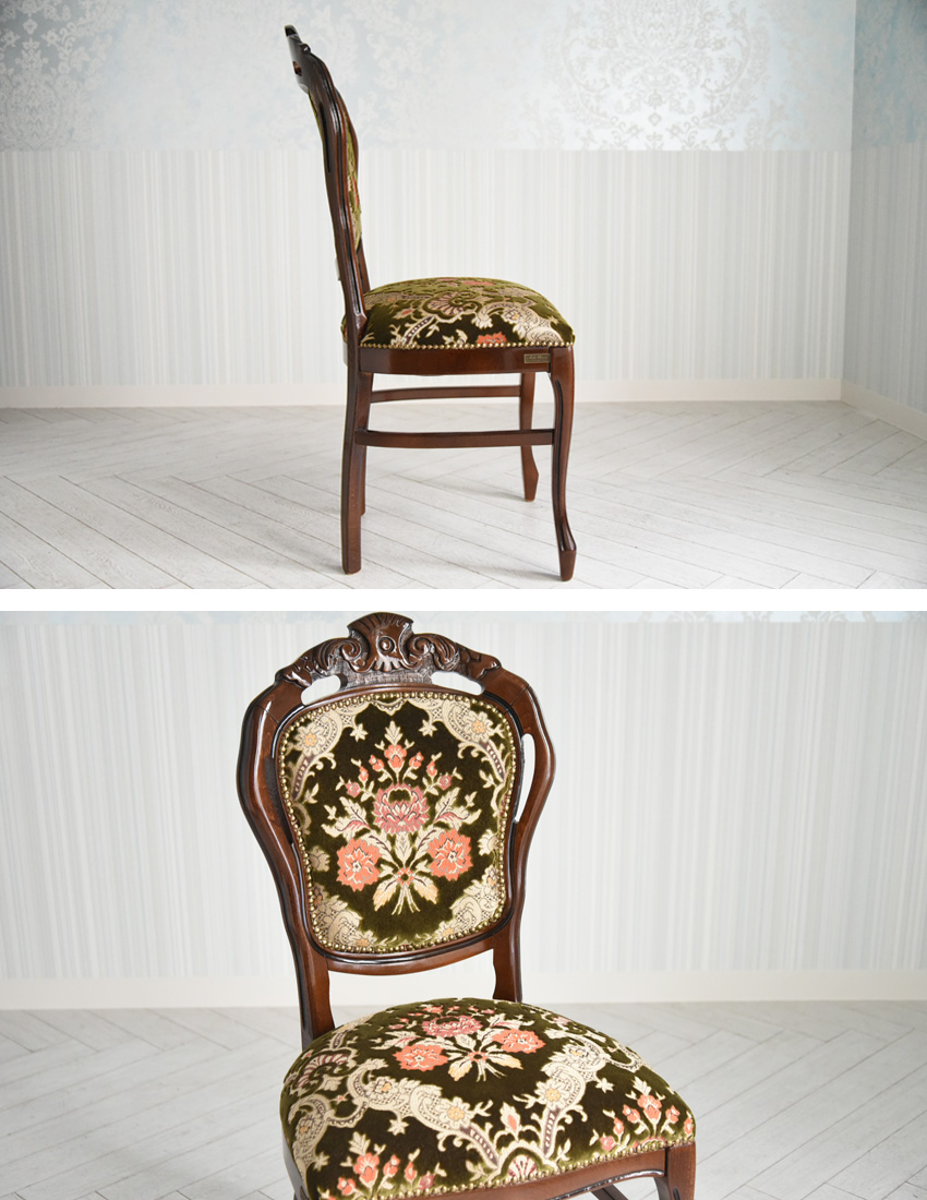 イタリア製 ダイニングチェア 金華山 グリーン 幅48cm | ロココ調家具