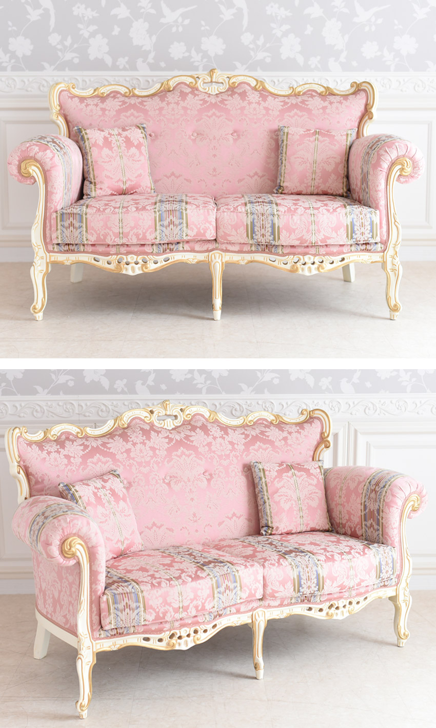 イタリア製 ロココ アントワネット 2人掛けソファ(2P) 幅160cm