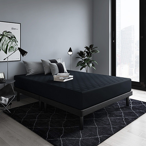 脚付きすのこブラックベッド ブラックシーツ (セミシングル)の詳細