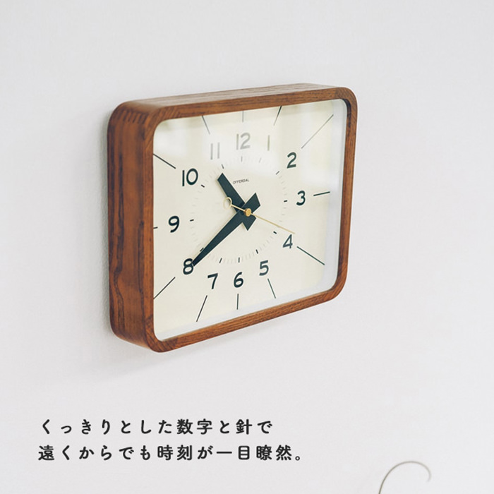 Retro wood frame 壁掛け時計・スイープムーブメント式｜照明の