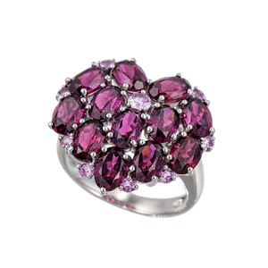 GSTV パラジウムシルバー950 ロードライトガーネット ピンクサファイア