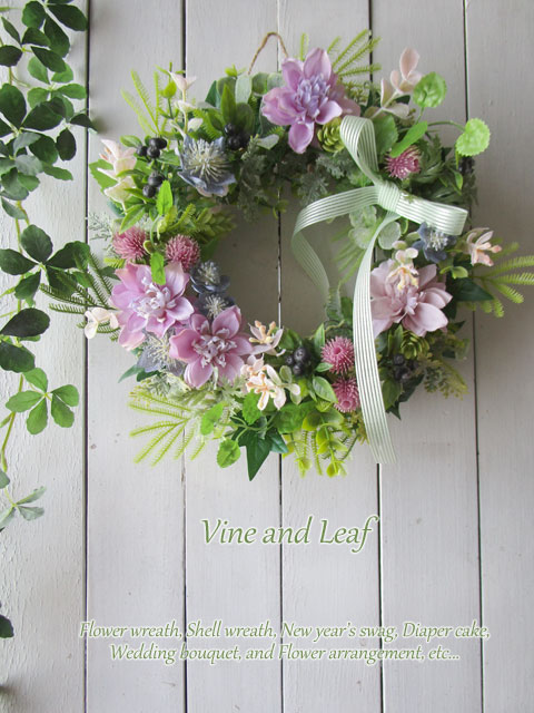 野の花のフラワーリース〜長く飾れるアーティフィシャルリース