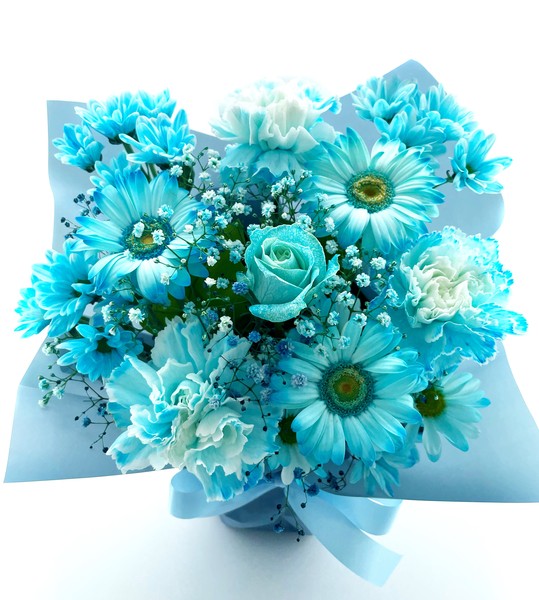 移転祝いの花＞フラワーアレンジメント *ターコイズスカイ
