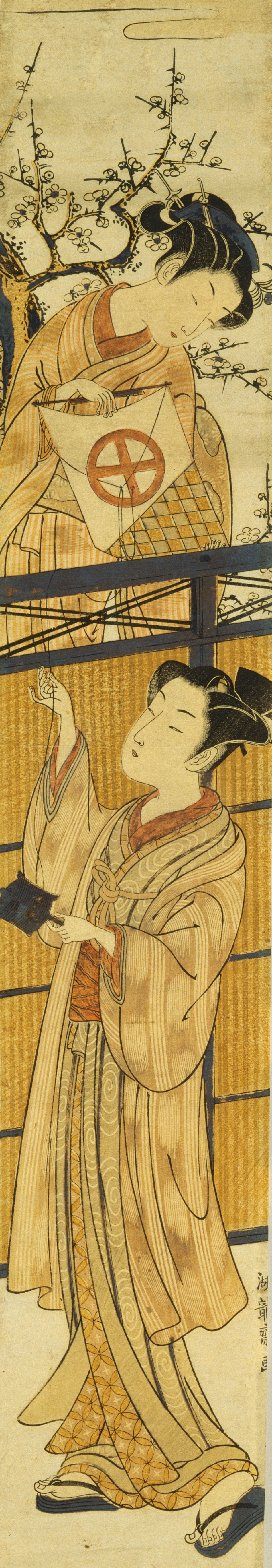 凧を持つ娘と若衆 | 磯田湖龍斎 | 収蔵品詳細 | 作品を知る | 東京富士