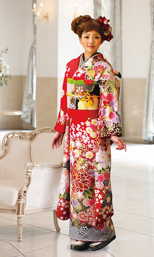 京友禅振袖・赤色・牡丹柄┃かわいい古典【菊京屋】