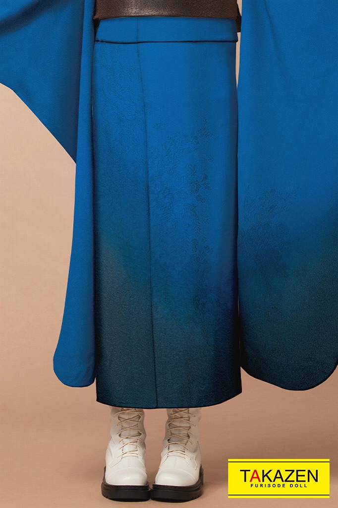 ヴィンテージスタイル 青(ブルー) 無地 グラデーション シンプル振袖