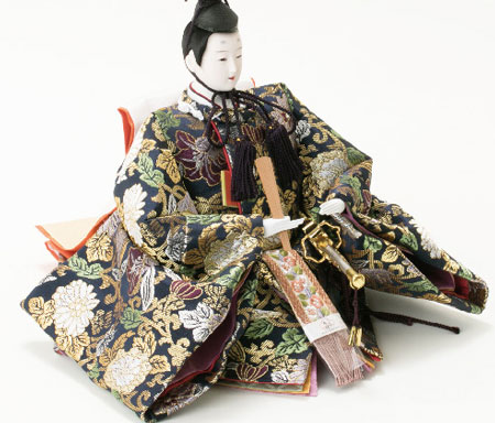 雛人形・京八番親王六寸(官女・五人囃子付)十人揃い焼桐三段飾り