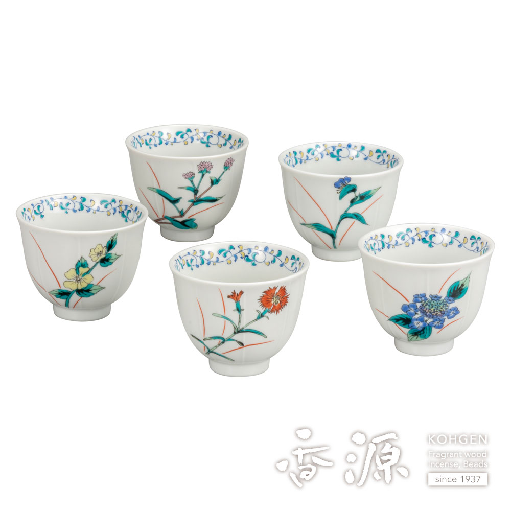 九谷焼の通販｜汲出揃（湯呑5客セット） - お香専門店 香源