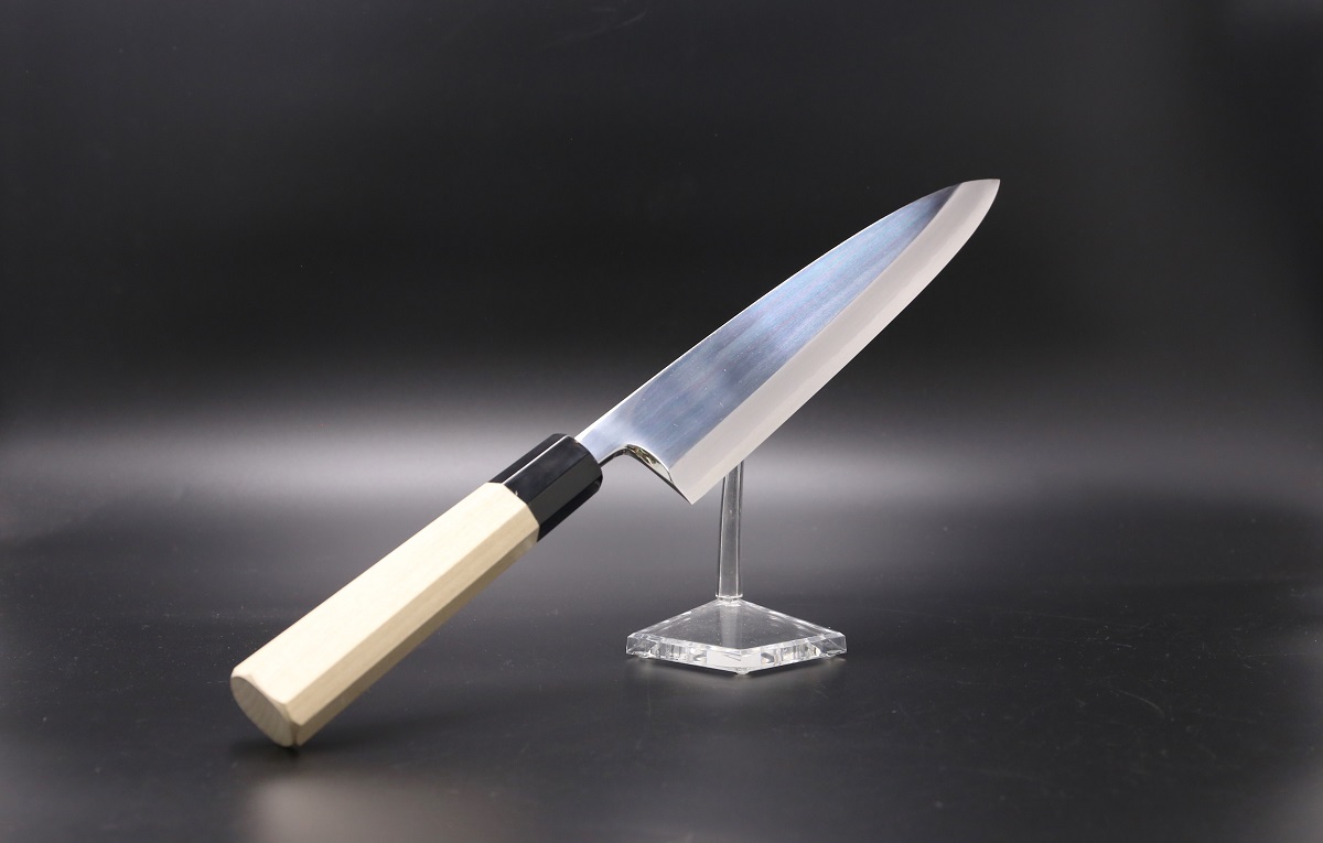 身卸 銀三 240mm 鍛造 霞仕上 平鏡面 鞘付き-歌舞伎ナイフ