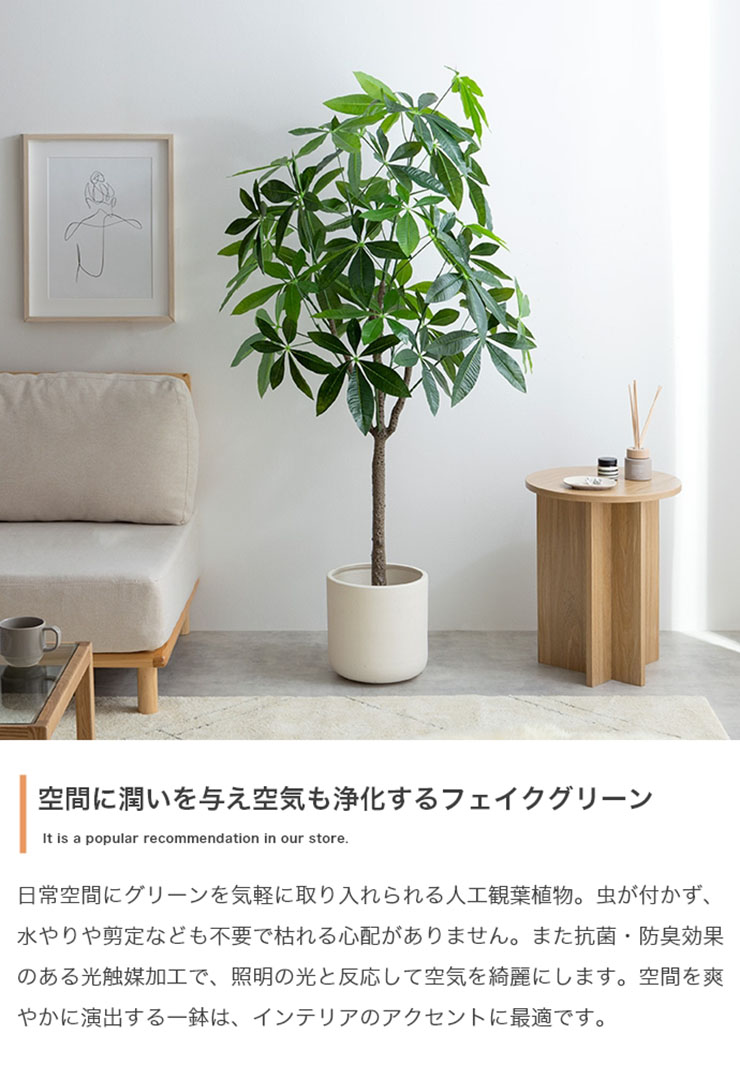 フェイクグリーン 高さ150cm 大型 光触媒 人工観葉植物 パキラ Nature
