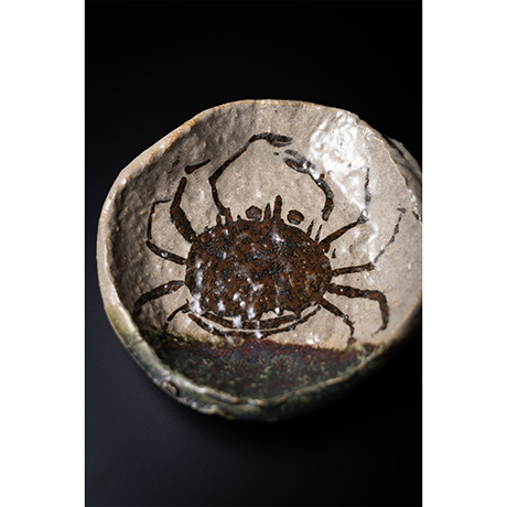 No.35 織部蟹絵文平向付 五客入 / A set of 5 dishes with crub design