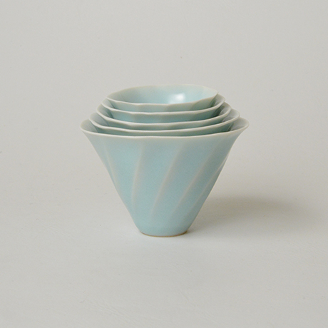 No.40 鈴木治 入子盃 / SUZUKI Osamu A set of 5 sake cups, Bluish
