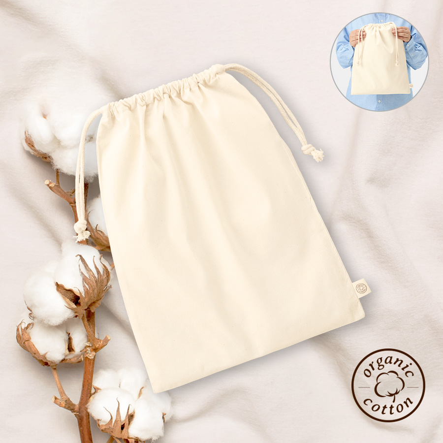 オリジナル オーガニックコットン巾着(L) ナチュラル【最安値198円